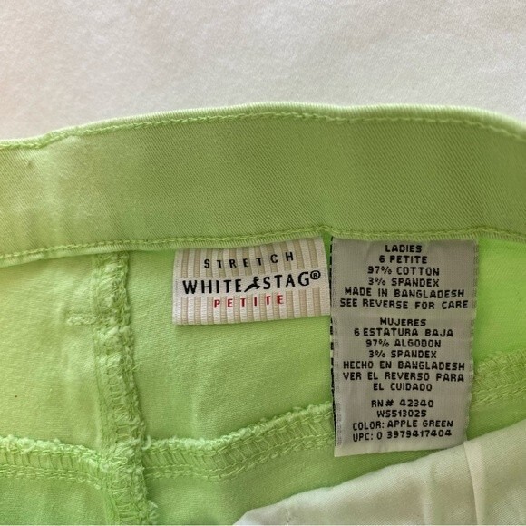 White Stag Apple Lime Green Jeans Pants  Pockets Straight Leg Zip Size 6P - Picture 7 of 10